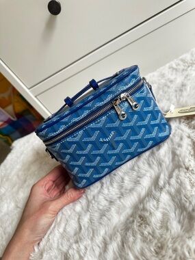 Blue Mini Signature Muse Vanity Case Cosmetic Bag, Crossbody Bag